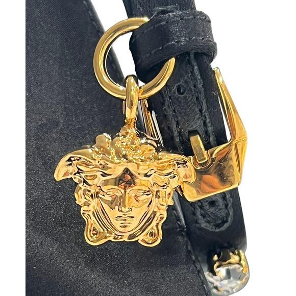 S7 VERSACE $1,525 Aevita Platform Heels w Crystals Medusa Charm Satin IT39/US9 - Picture 8 of 12